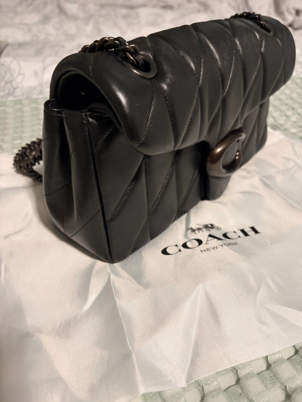 NWOT Coach Black Pewter Quilted Tabby 26 Leather Shoulder Bag - Picture 3 of 9